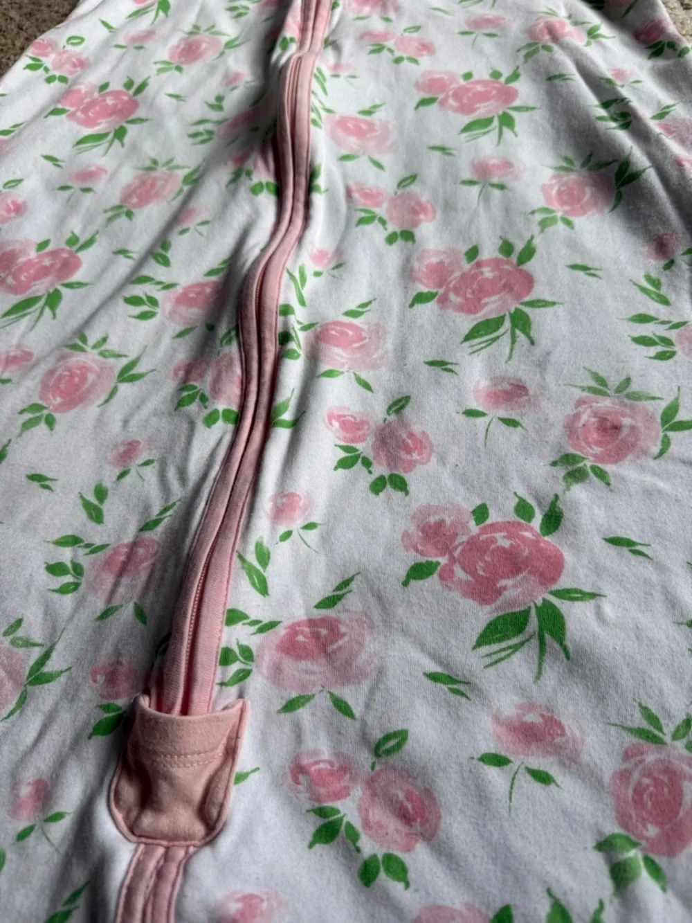 Mama Cheetah Baby Sleep Sack - Pink Floral Zippered Sleep Sack- Large 12-18 mths